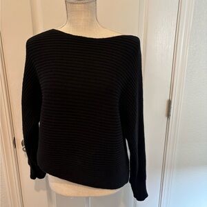 Anthropologie Black Ribbed Crew Neck Sweater